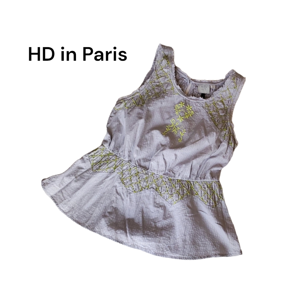 Anthro HD in Paris Grey & Lime Peplum Blouse